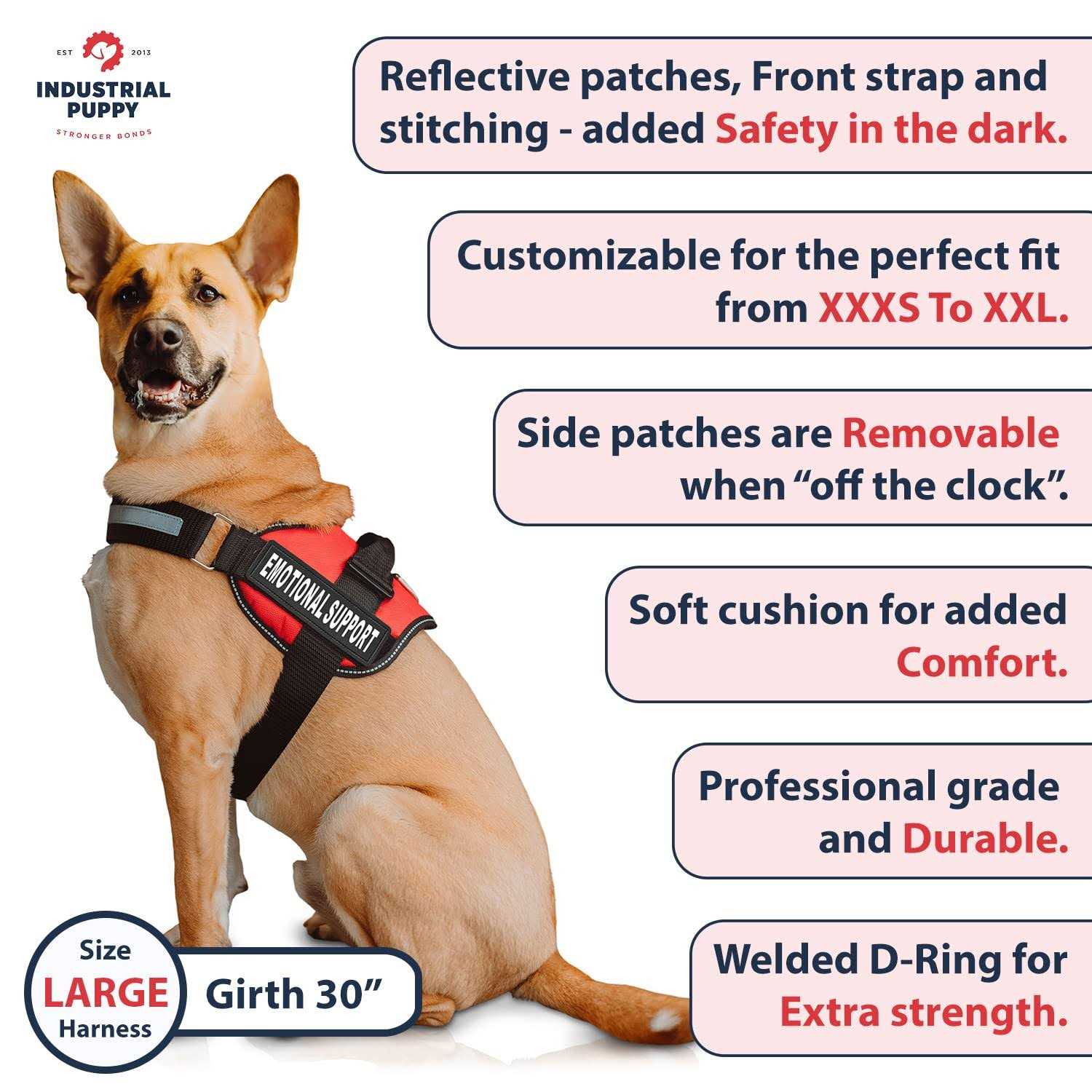 Alternative view of Industrial Puppy Emotional Support Dog Vest Harness with Reflective Straps