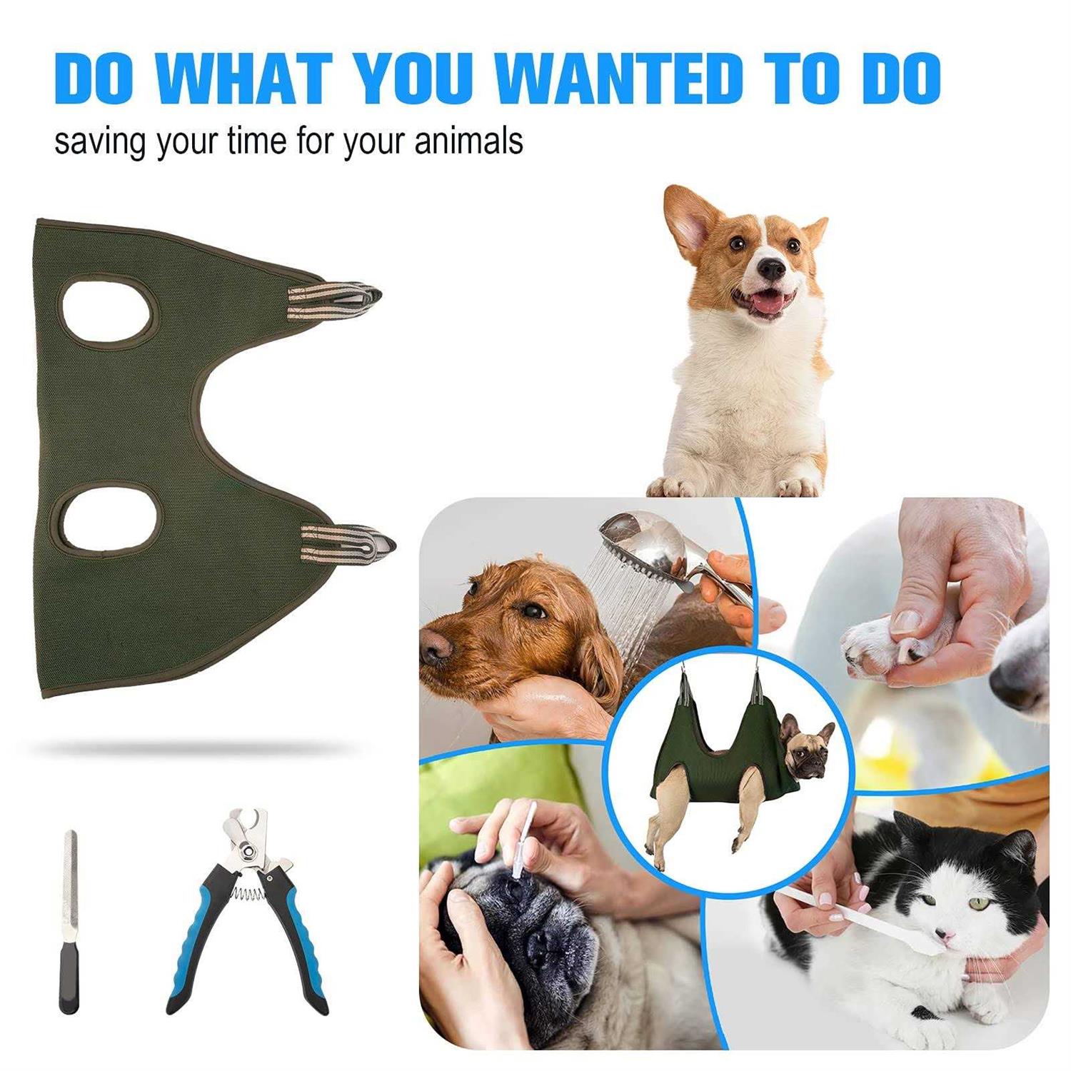 Alternative view of Kkiimatt 10 in 1 Pet Grooming Hammock Harness with Nail Clippers/Trimmer
