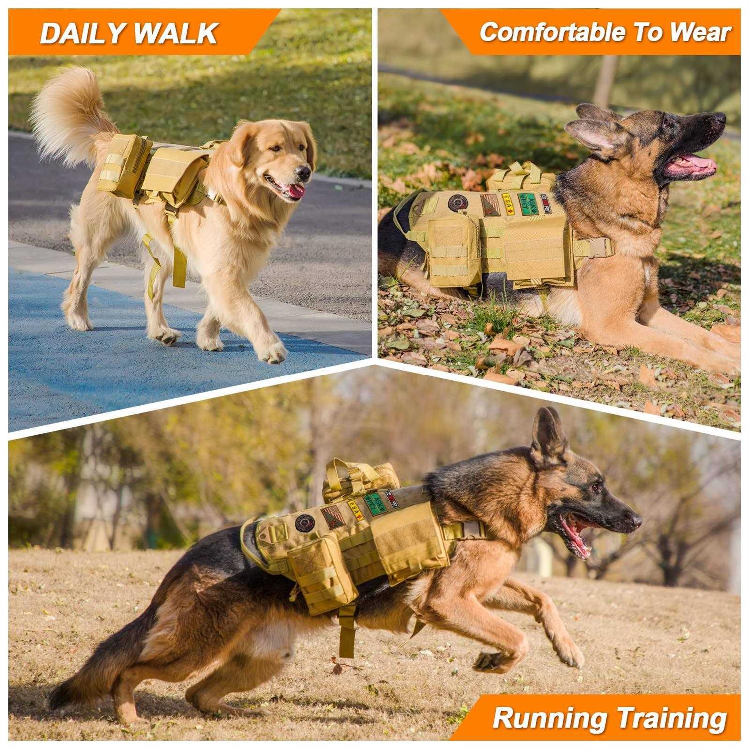 Alternative view of AIWAI Tactical Dog Harness with Pouches,Dog Vest Harness for Large Medium Dogs with Hook & Loop Panels,Adjustable Military Dog Harness with Handle
