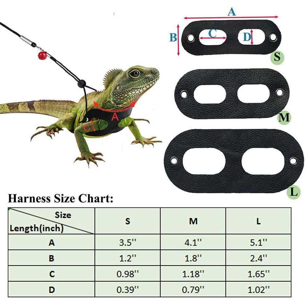 Alternative view of 3 Packs Bearded Dragon Harness and Leash Adjustable Soft Leather Reptile Lizard Leash for Amphibians and Other Small Pet Animals