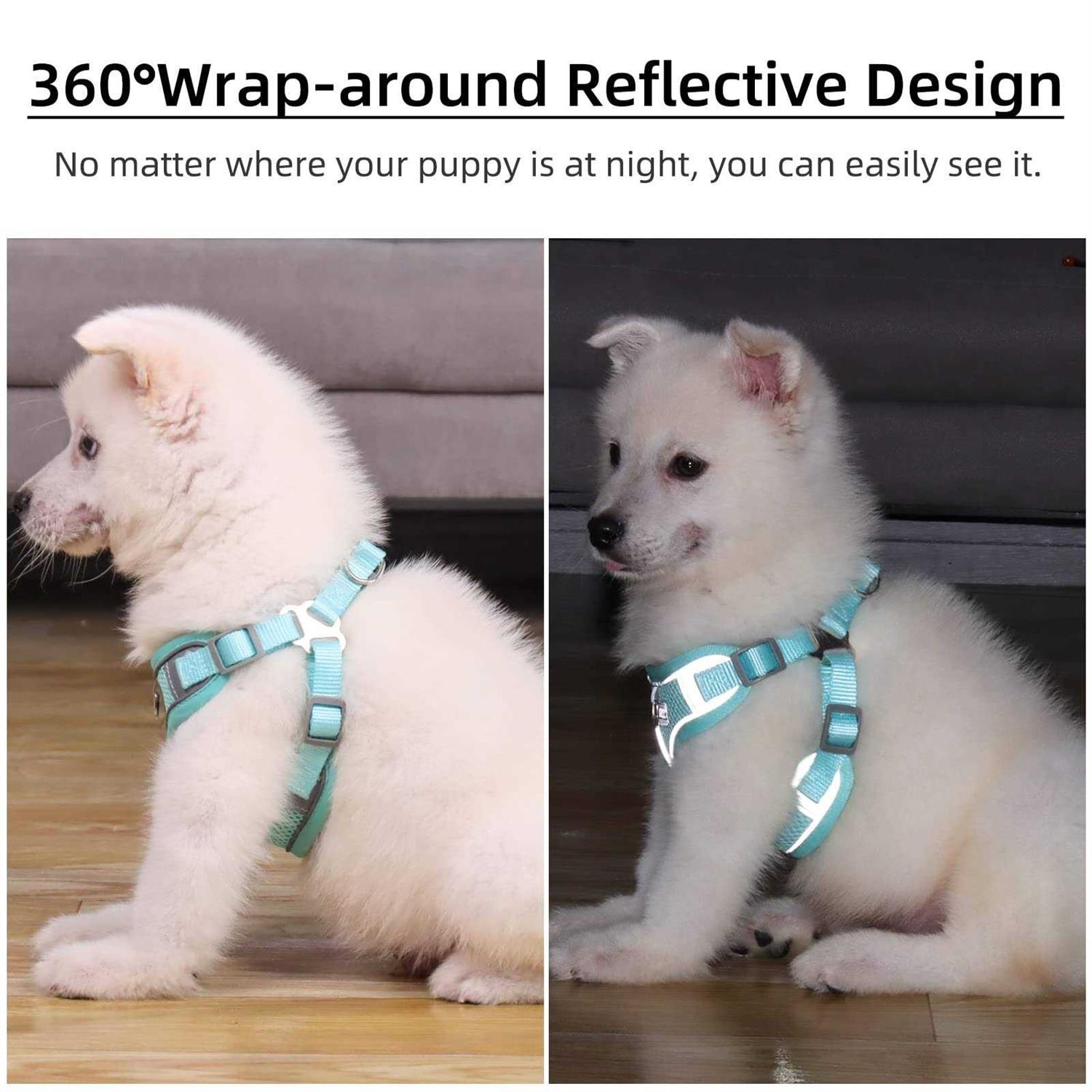Alternative view of rennaio Dog Harness No Pull, Adjustable Puppy Harness with 2 Leash Clips, Ultra Padded Dog Vest Harness, Reflective Dog Harness and Leash