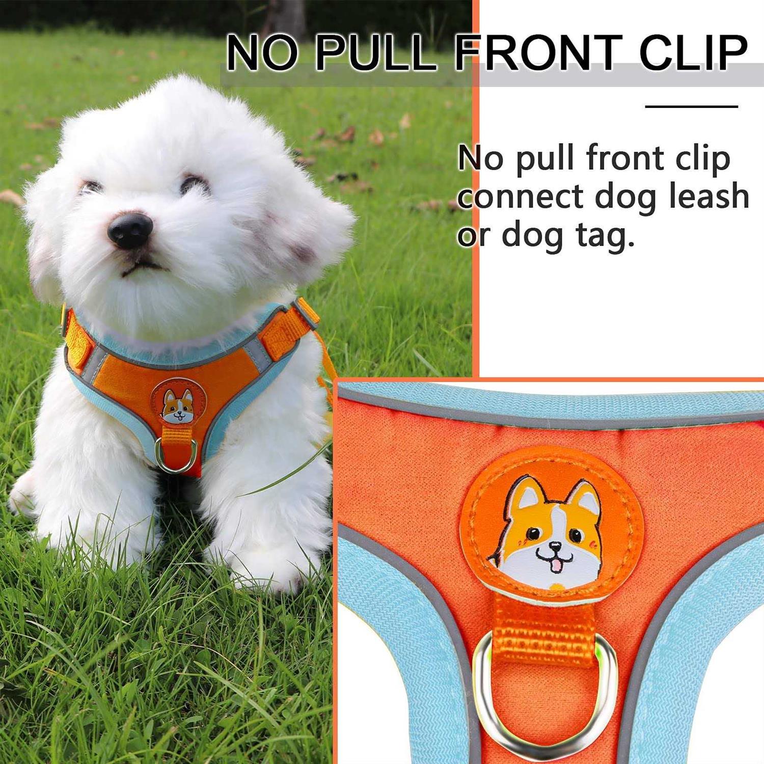Alternative view of rennaio Dog Harness No Pull, Adjustable Puppy Harness with 2 Leash Clips, Ultra Padded Dog Vest Harness, Reflective Dog Harness and Leash