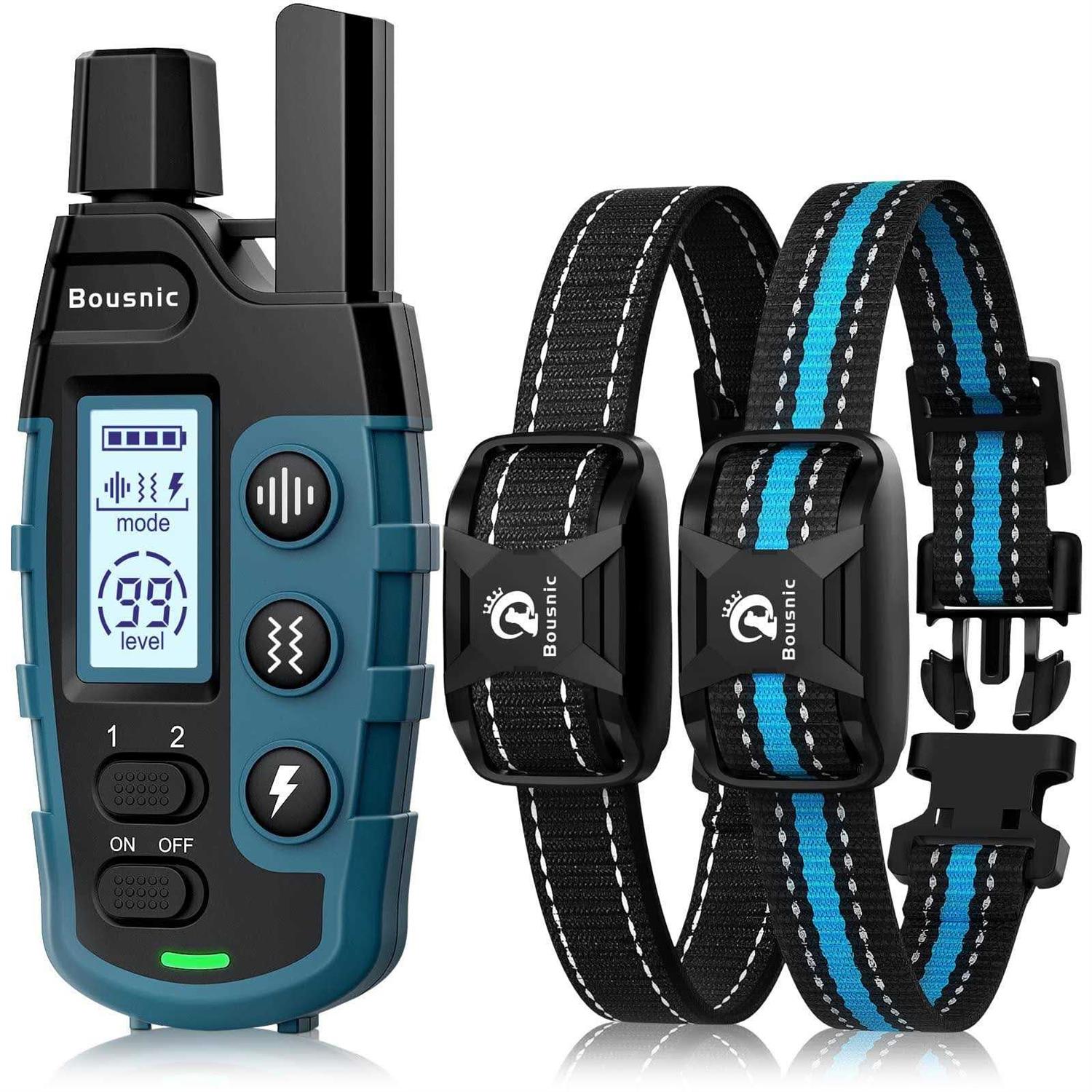 Bousnic Dog Shock Collar 2 Dogs 3300 ft Waterproof Training Collar for Dogs Large Medium Small with Rechargeable Remote