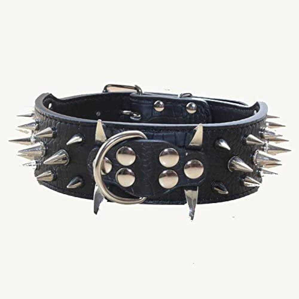 Alternative view of Haoyueer Leather Spiked Studded Medium & Large Dog Collars Harnesses Matching Set for Pit Bull,Mastiff