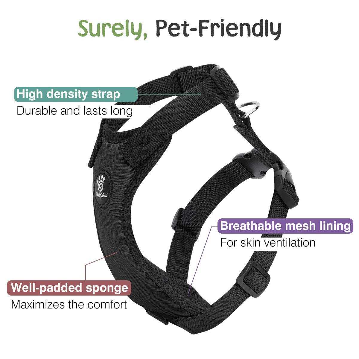 Alternative view of VavoPaw Dog Vehicle Safety Vest Harness, Adjustable Soft Padded Mesh Car Seat Belt Leash Harness with Travel Strap and Carabiner