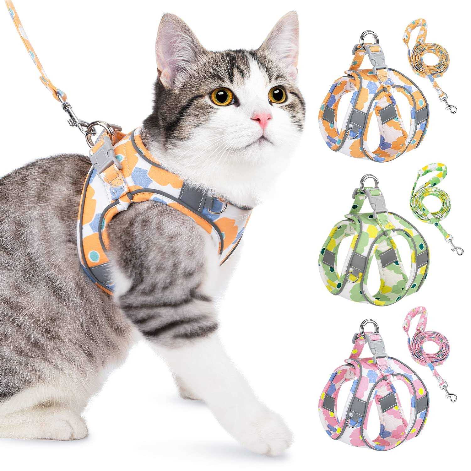 Lukovee Walking Dog Harness and Leash Heavy Duty Adjustable Puppy Harness Soft Padded Reflective Vest Harness Anti-Twist 4FT Pe
