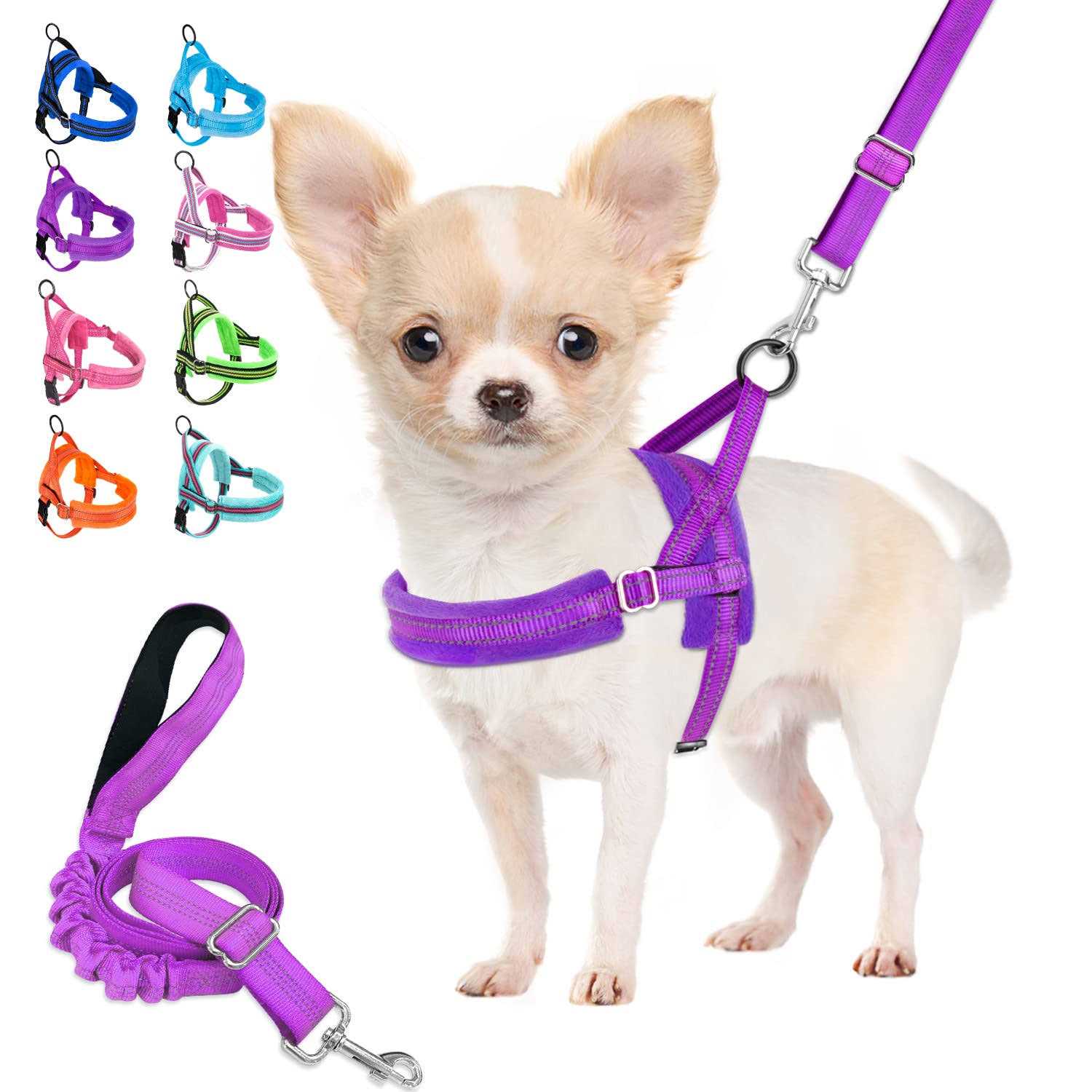 Lukovee Walking Dog Harness and Leash Heavy Duty Adjustable Puppy Harness Soft Padded Reflective Vest Harness Anti-Twist 4FT Pe