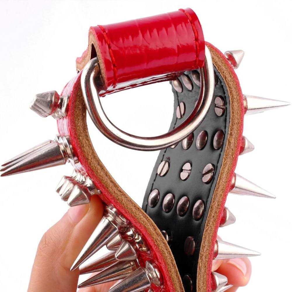 Alternative view of Pet Artist 2 Wide Luxury Genuine Leather Spiked Studded Dog Collars for Medium & Large Dogs