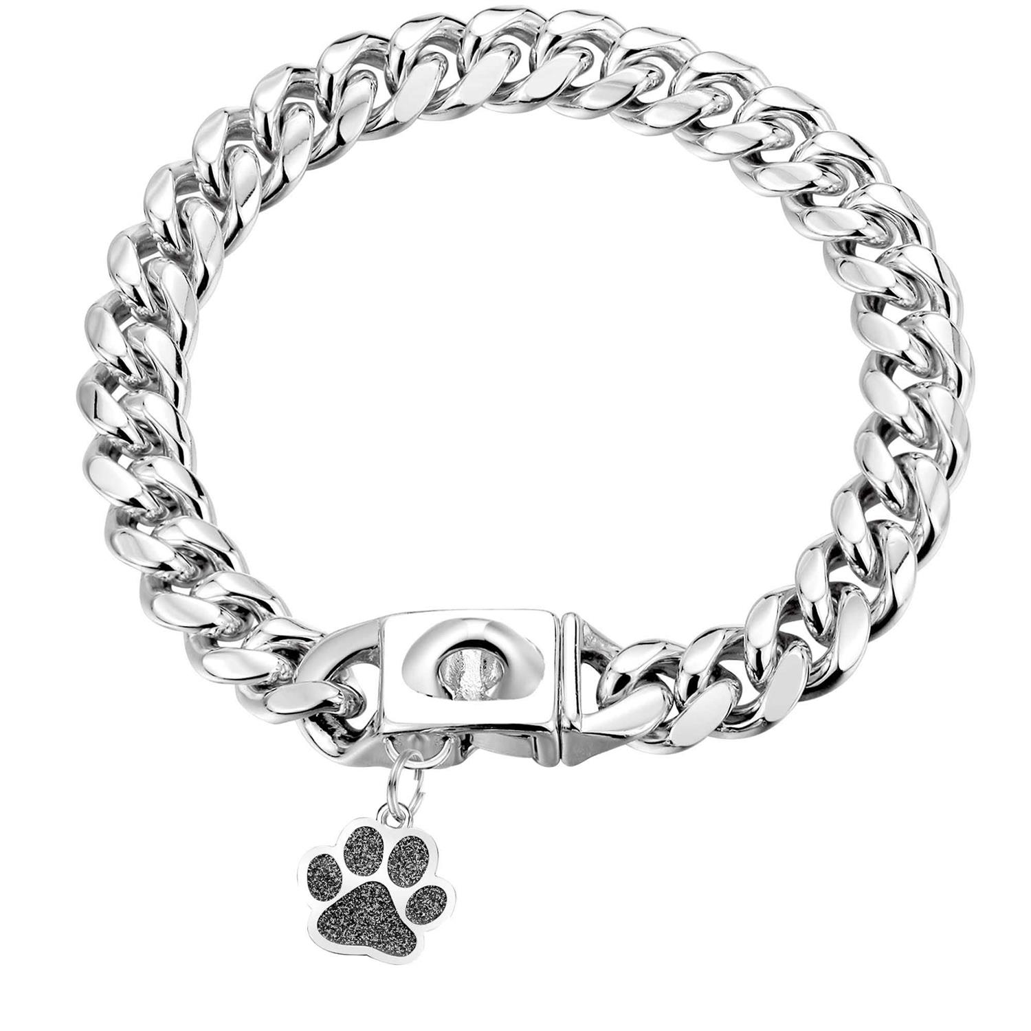 LuxLife Dog Chain Collars Gold Chain Dog Collar Cuban Link Dog Collar Snap Buckle 18K Stainless Steel Metal Dog