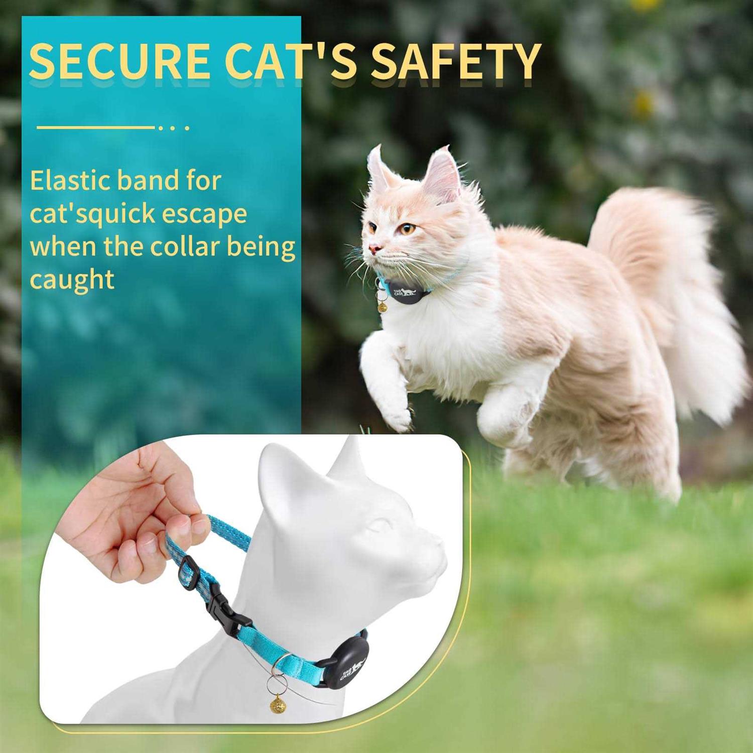 Alternative view of Luminous Airtag Cat Collar,PROFAVO Apple Air Tag Cat Collar with Airtag Holder,Reflective Cat GPS Tracker Collar for Girl Boy Small Cats,Kittens,and