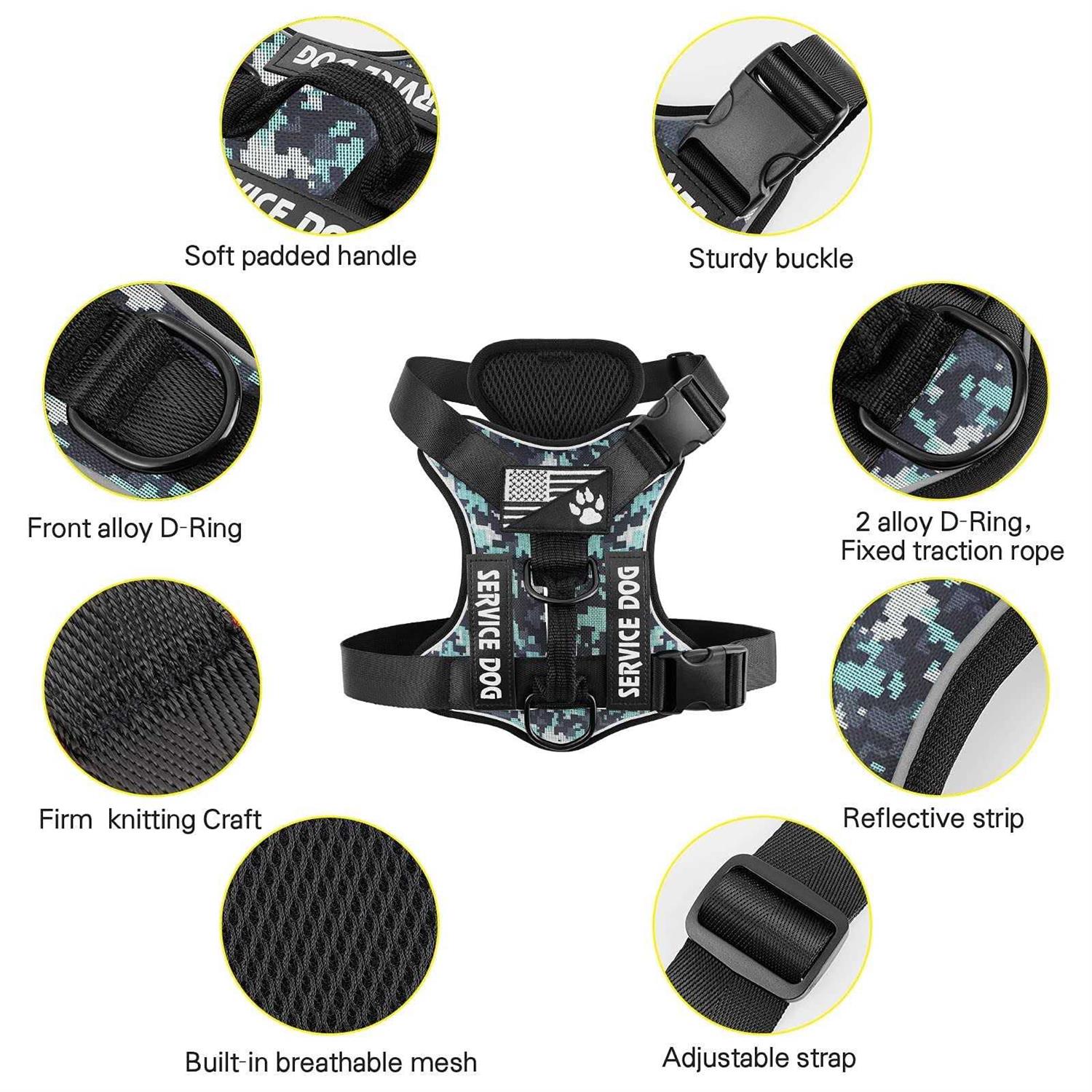 Alternative view of Demigreat Service Dog Harness Reflective Dog Vest Harness with 5 PCS Patches