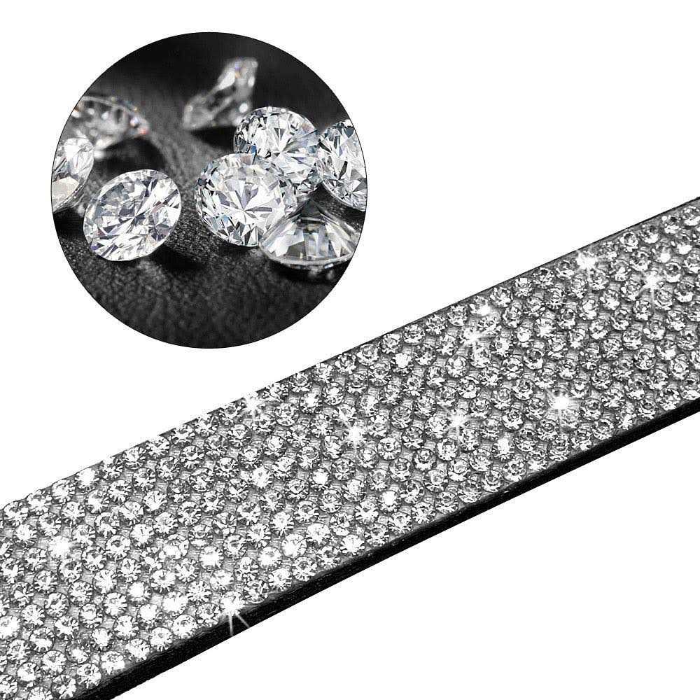 Alternative view of Haoyueer Rhinestone Dog Collar Cute Dazzling Sparkling Soft Suede Leather Dog Cat Rhinestone Collar Crystal Diamond Pet Dog Puppy