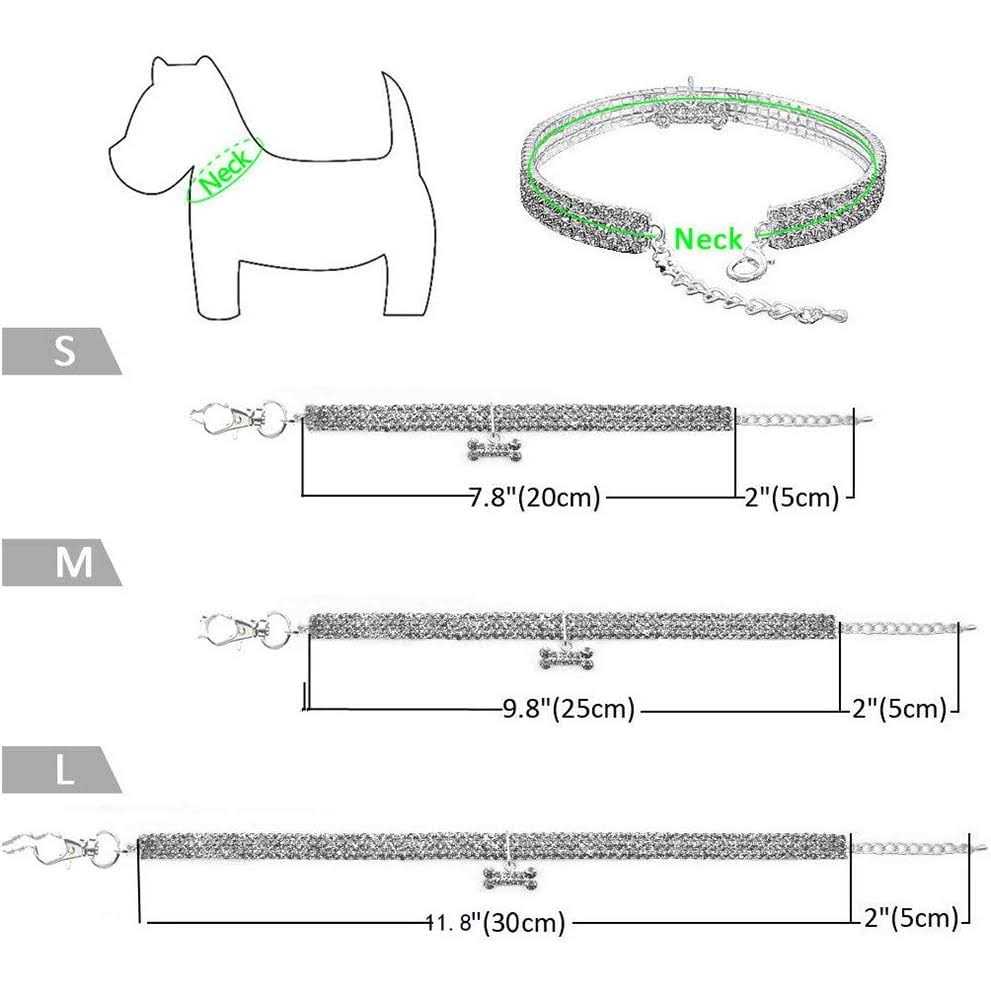 Alternative view of RayMinsino Pet Collar with Diamonds, Adjustable Crystal Diamond Elastic Heart Claw Pendant Wedding cat and Dog Small Pet Necklace Jewelry