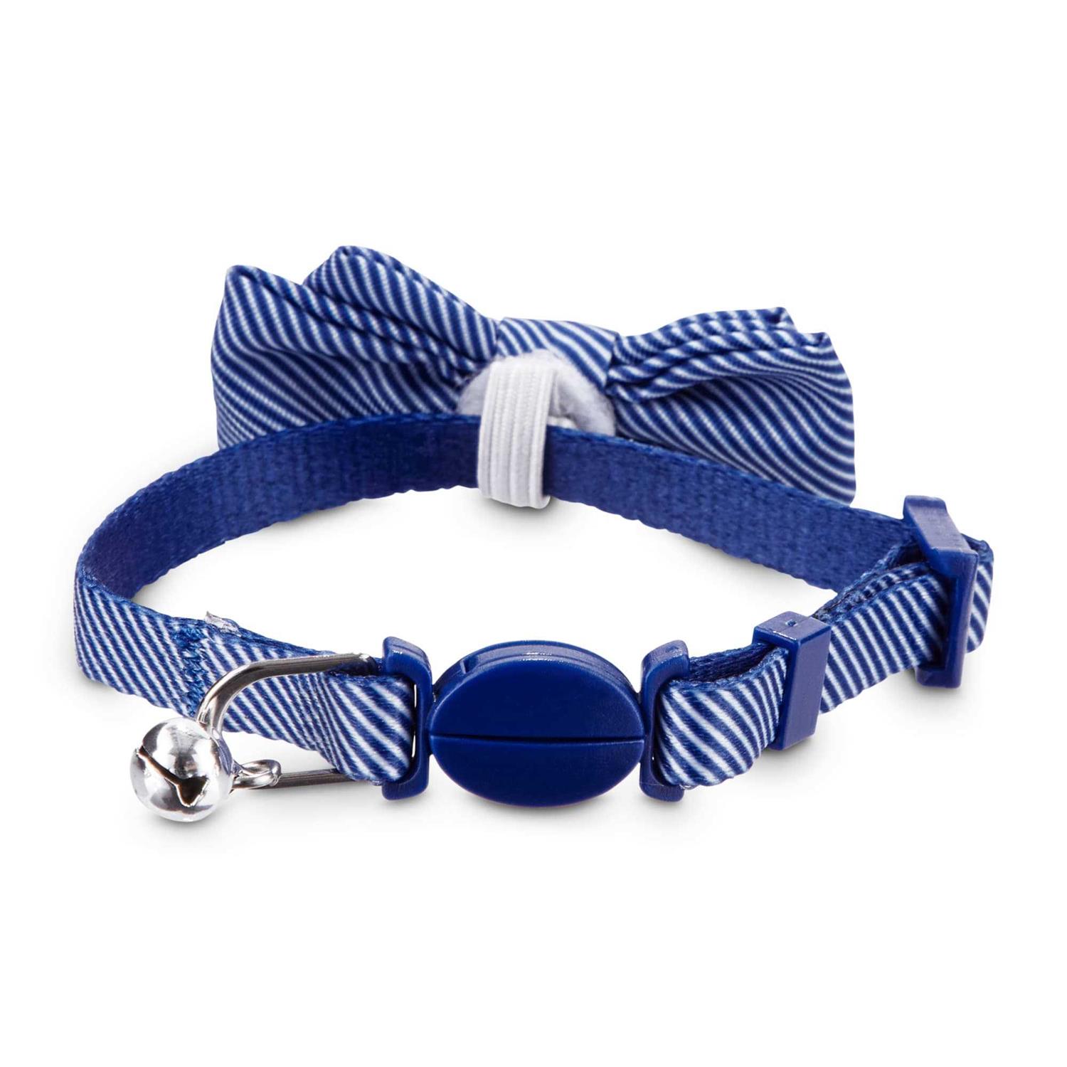 Alternative view of YOULY Blue Seersucker Breakaway Bowtie Kitten Collar