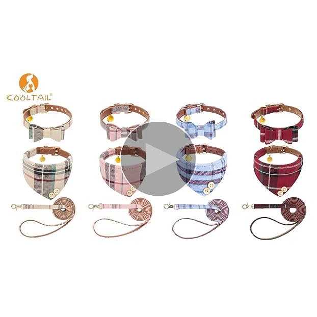 Alternative view of Bow Tie Dog Collar and Leash Set for Small Dogs Puppy Leash Collars Classic