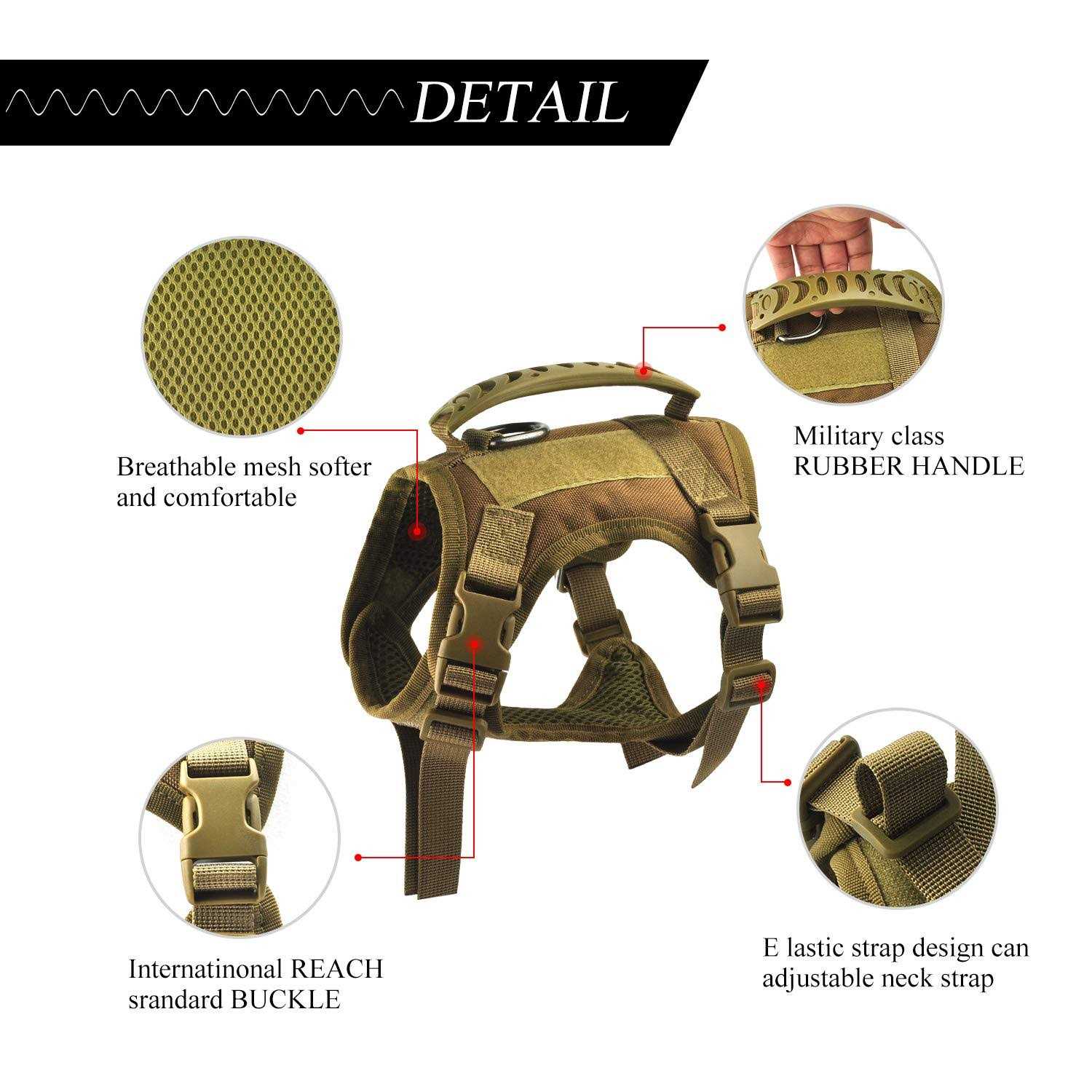 Alternative view of Hanshengday Tactical Service Dog Vest Harness Outdoor Training Handle Water-Resistant comfortable Military Patrol K9 Dog Harness with Handle