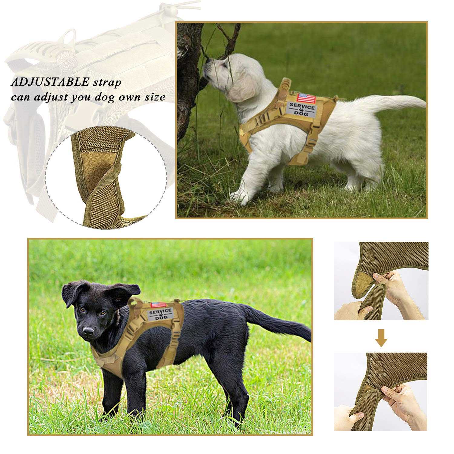 Alternative view of Hanshengday Tactical Service Dog Vest Harness Outdoor Training Handle Water-Resistant comfortable Military Patrol K9 Dog Harness with Handle