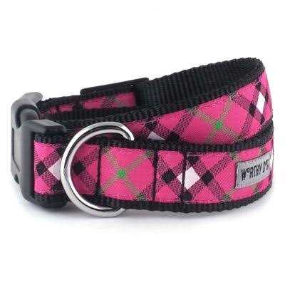 Alternative view of Bias Plaid Dog Collar