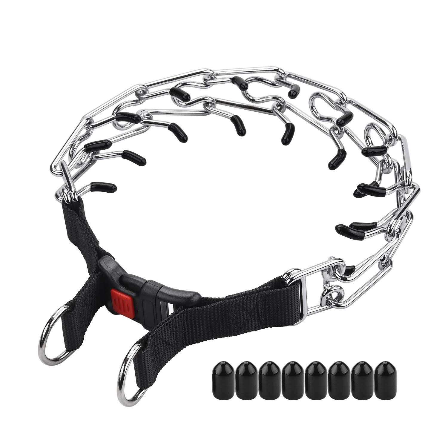 Aheasoun Dog Training Collar,No Pull Dog Collar,Prong Collar for Dogs,High Strength Quick Release Buckle,Comfort Rubber Tips,for Large Dogs