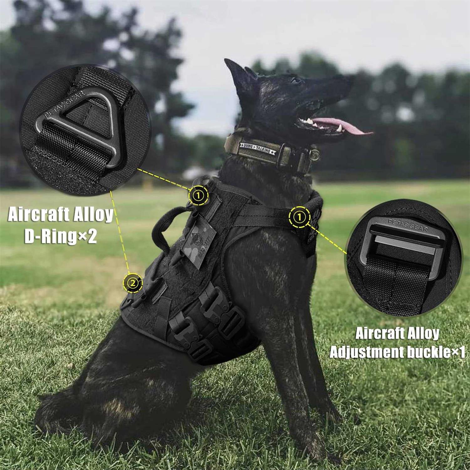Alternative view of PETAC GEAR Tactical Dog Harness K9 Dog Training Vest Adjustable Padded Police Service Dog Working MOLLE Vests for Large Medium Dogs Mals GSD Lab