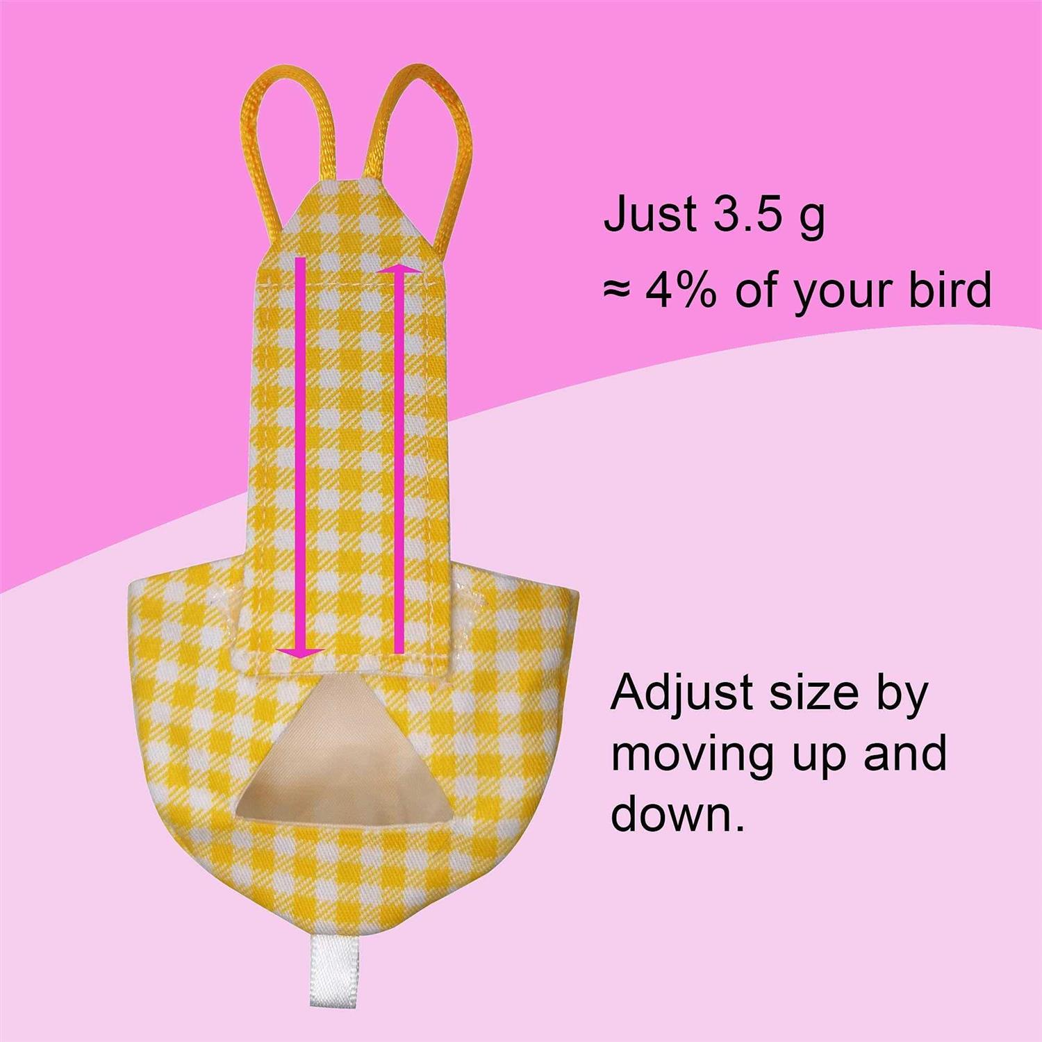 Alternative view of VANTRONIK Vanfavori Bird Diaper Harness Flight Suit Clothes with 80 Inch Flying Leash for Parrots Cockatiel Pet Birds Lemon