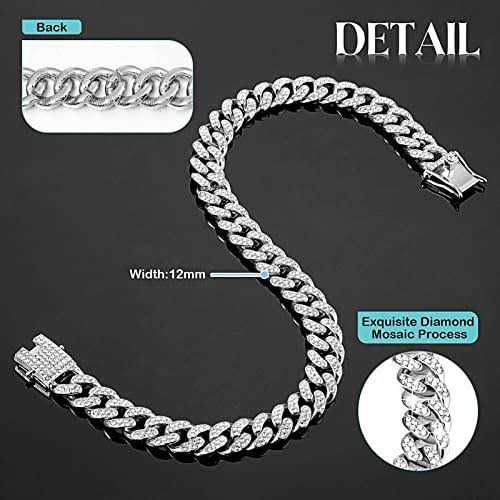Alternative view of Dog Chain Diamond Cuban Collar Walking Metal Chain Collar with Design Secure Buckle