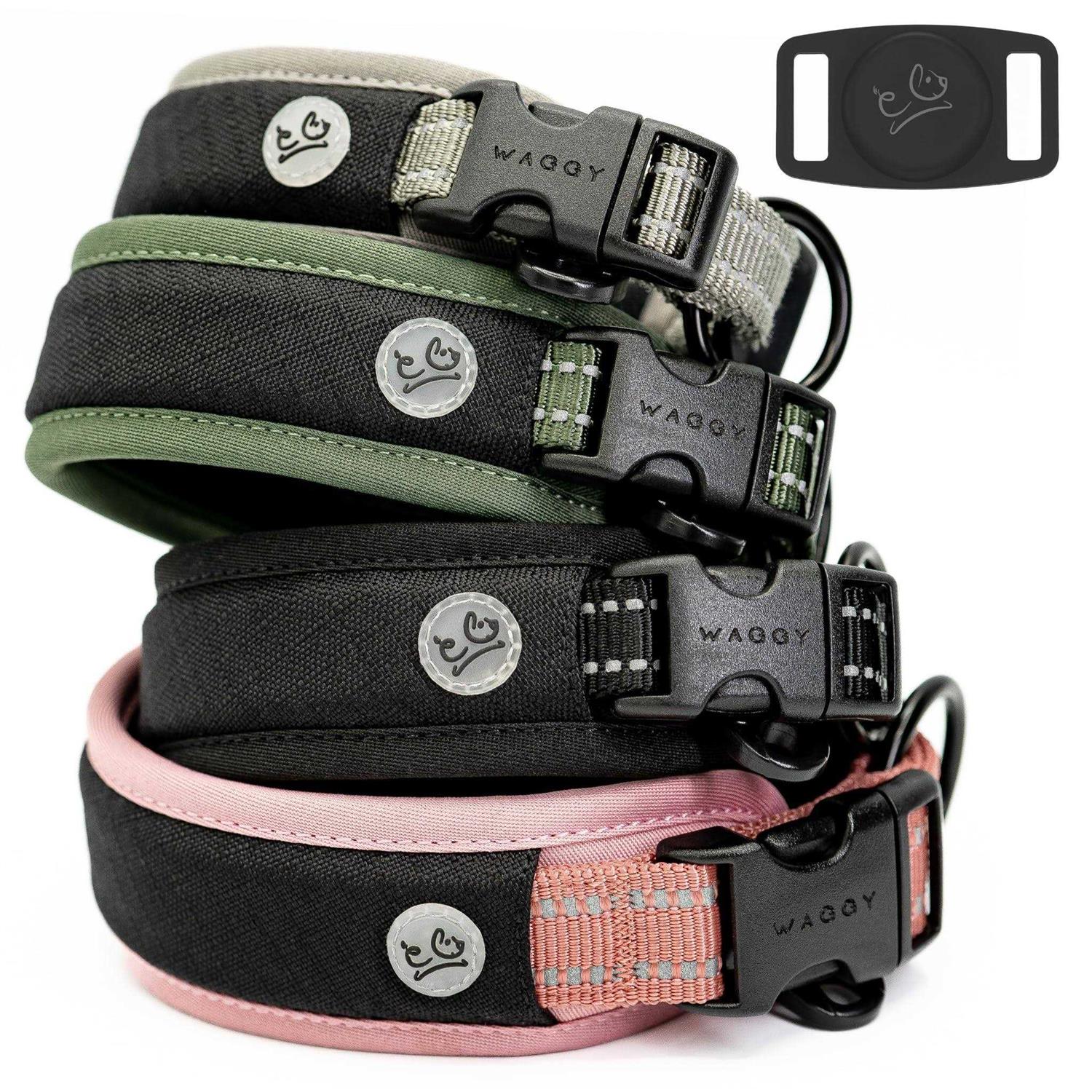 Premium Dog Collar Apple Airtag Holder – Adjustable Heavy Duty 3M Reflective No Chafing Ultra Soft Air Mesh Padded w/Quick Release Buckle Pet