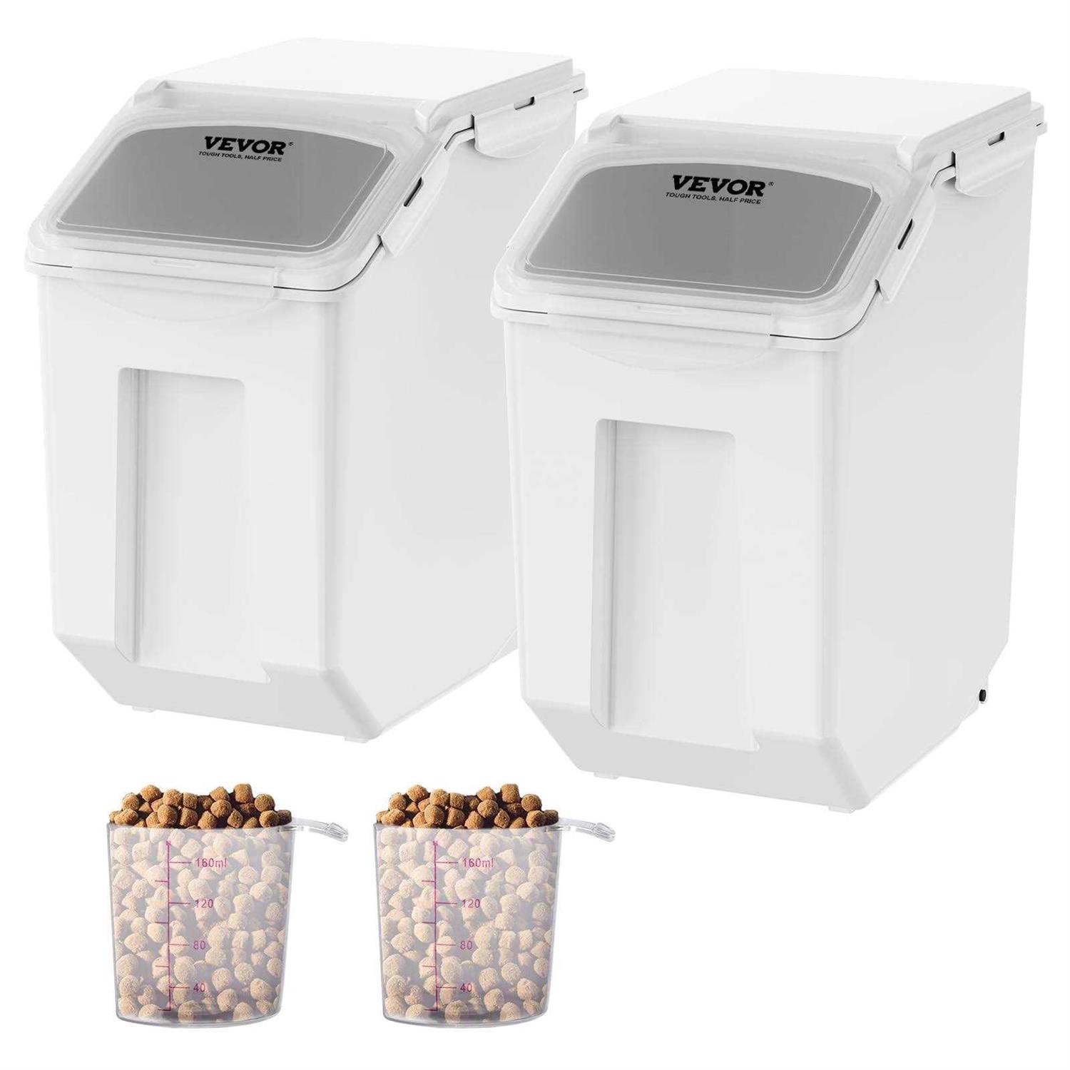 Alternative view of VEVOR Ingredient Storage Bin, 2 x 15L Dispenser Bin with 2 Measuring Cups, Attachable Casters and Airtight Lid