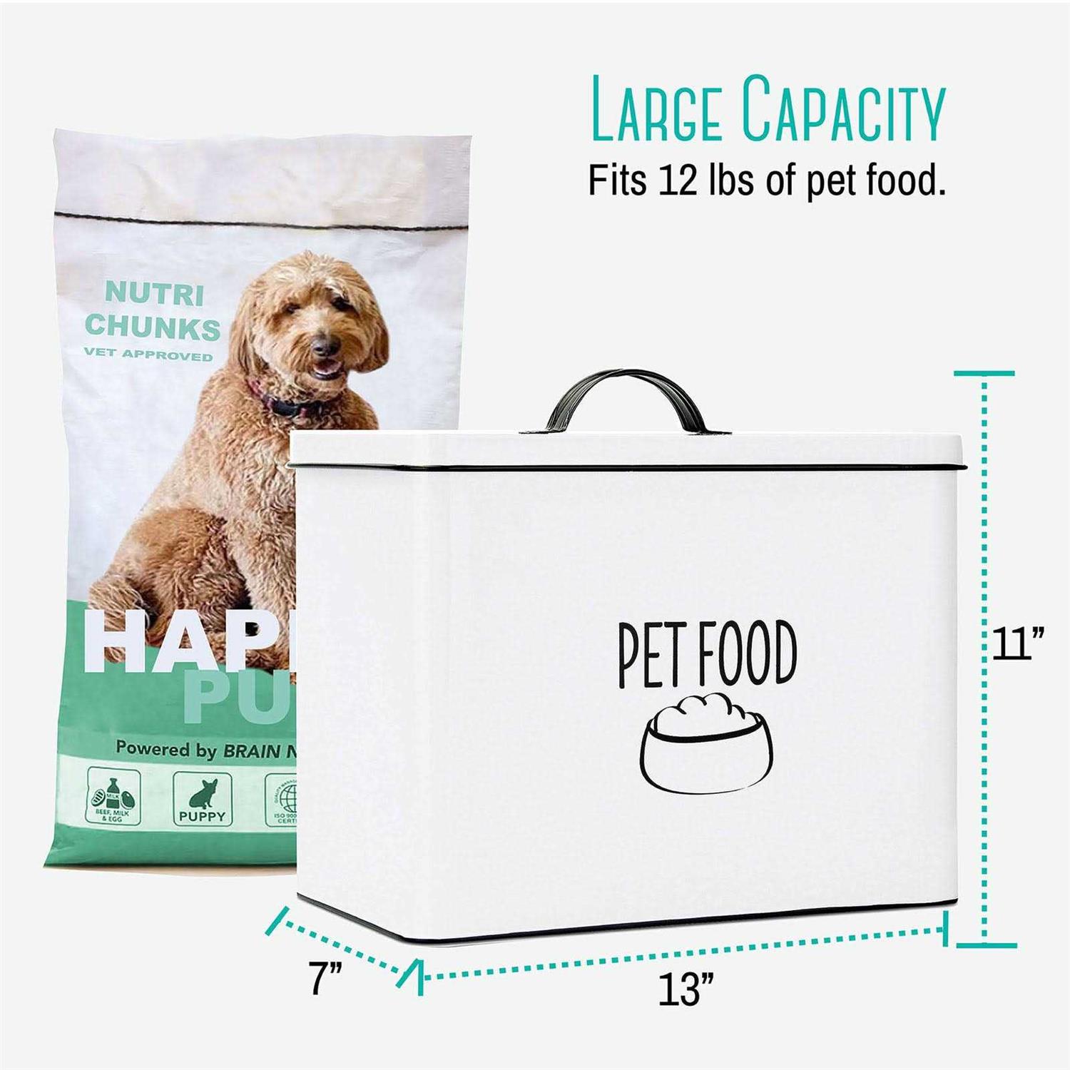 Alternative view of Outshine White Farmhouse Metal Dog Food Storage Container Large Dog Food Canister with Fitted Lid