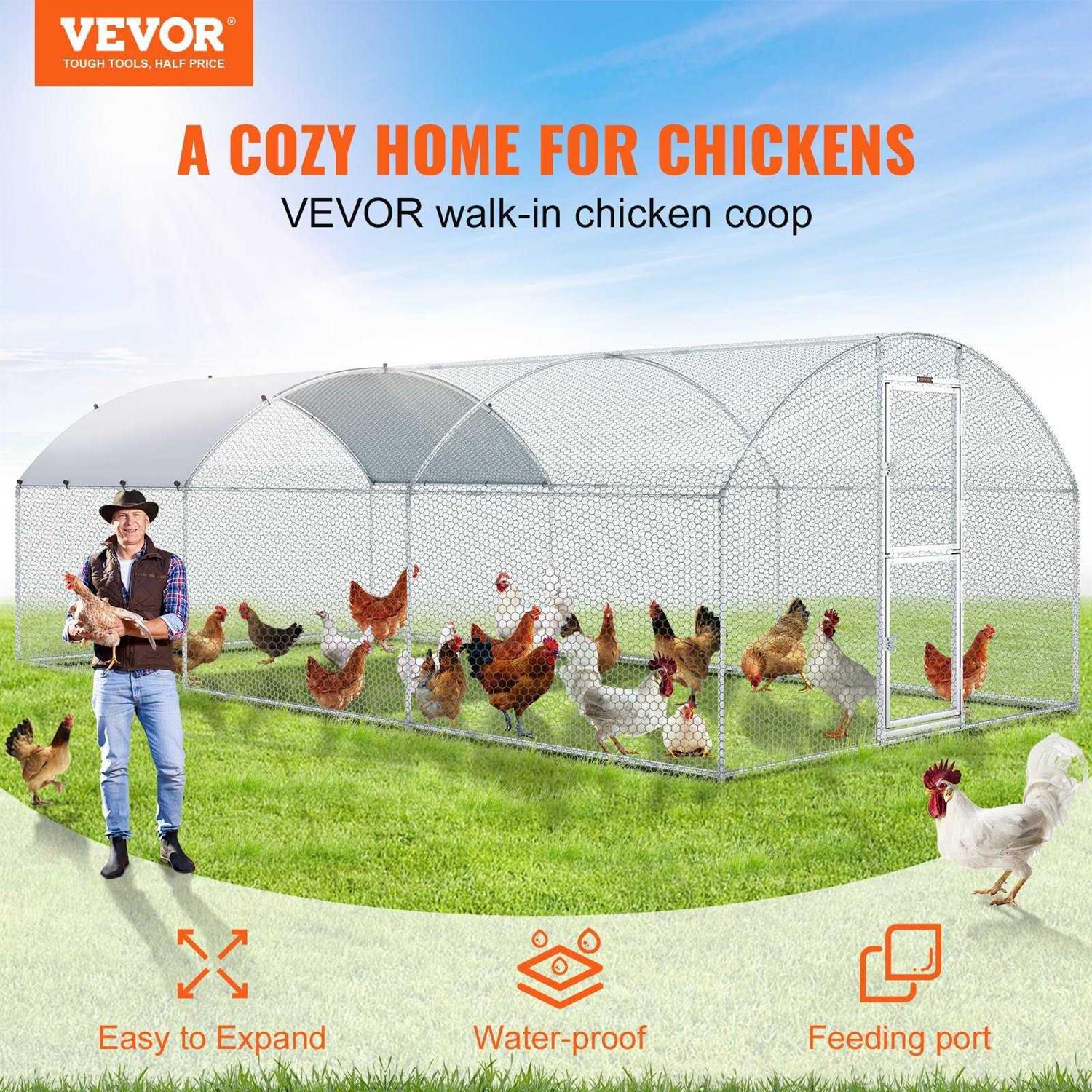 Alternative view of VEVOR Large Metal Chicken Coop with Run Walkin Chicken Coop for Yard with Waterproof Cover