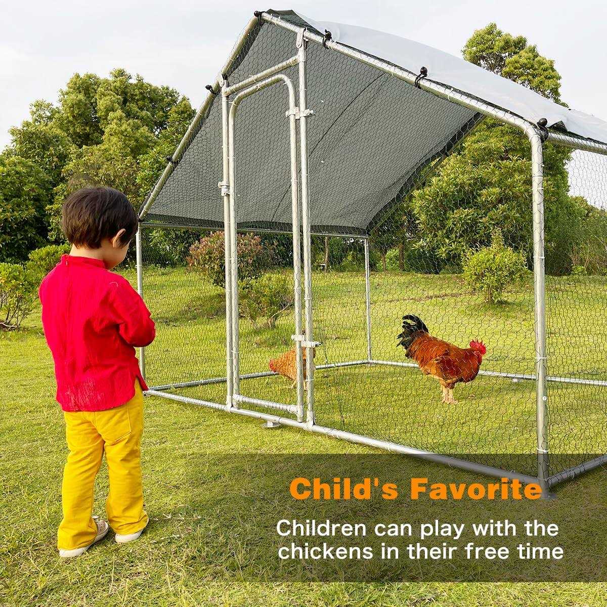 Alternative view of iclbc Large Metal Chicken Coop Walk-in Poultry Cage Chicken Run Duck House Chicken Pen Spire Shaped Coop with Waterproof and Anti-ultraviolet Cover