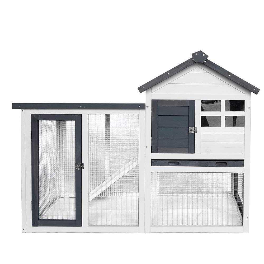 BIRASIL 48''L Rabbit Hutch Indoor Outdoor Bunny Cage Rabbit Hutch Wood House Pet Cage for Small Animals