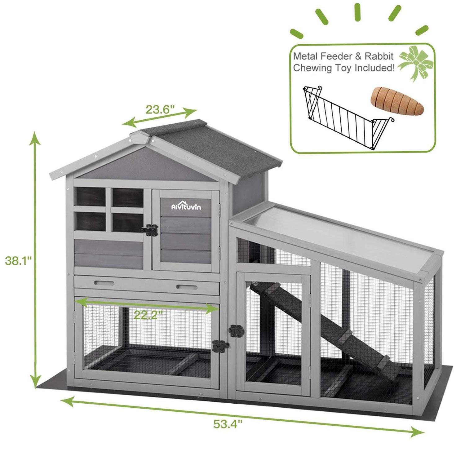 Alternative view of Gutinneen Rabbit House Indoor Outdoor Rabbit Hutch with Ventilation Door,Wooden Bunny cage with No LeakageTray