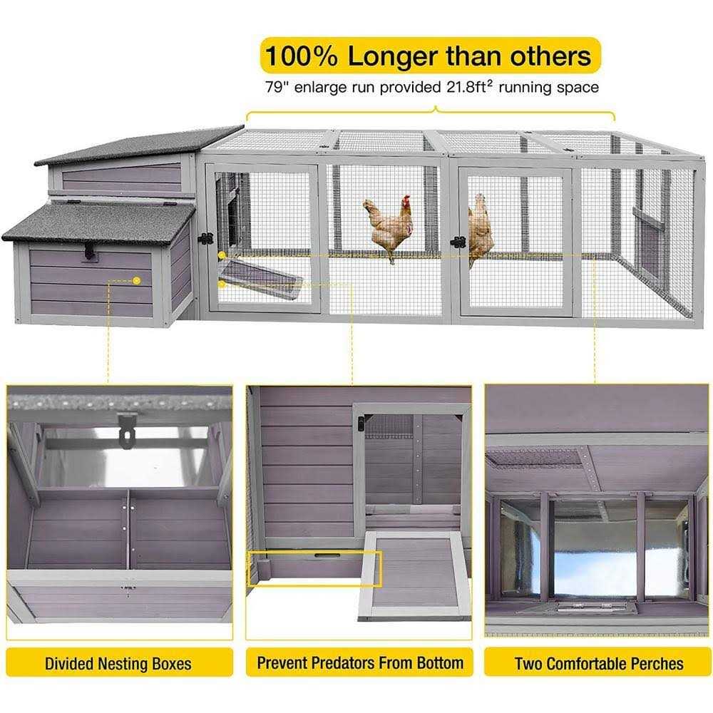 Alternative view of aivituvin Large Hen House with Run for 4-6 Chickens AIR45