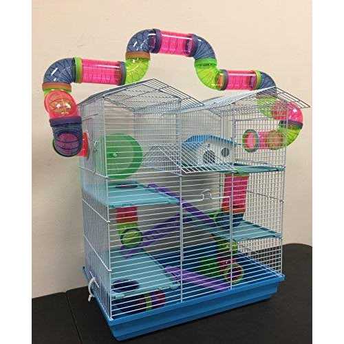 Alternative view of Mcage Large Multi-level Twin Tower Habitat Hamster Rodent Gerbil Mouse Mice Rat Wire Animal Cage Long Crossover Tube Tunnel Expandable and Customizable