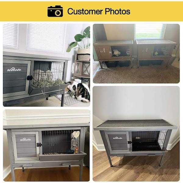 Alternative view of Aivituvin Outdoor Rabbit Hutch Upgrade with Metal Wire Pan AIR01-B