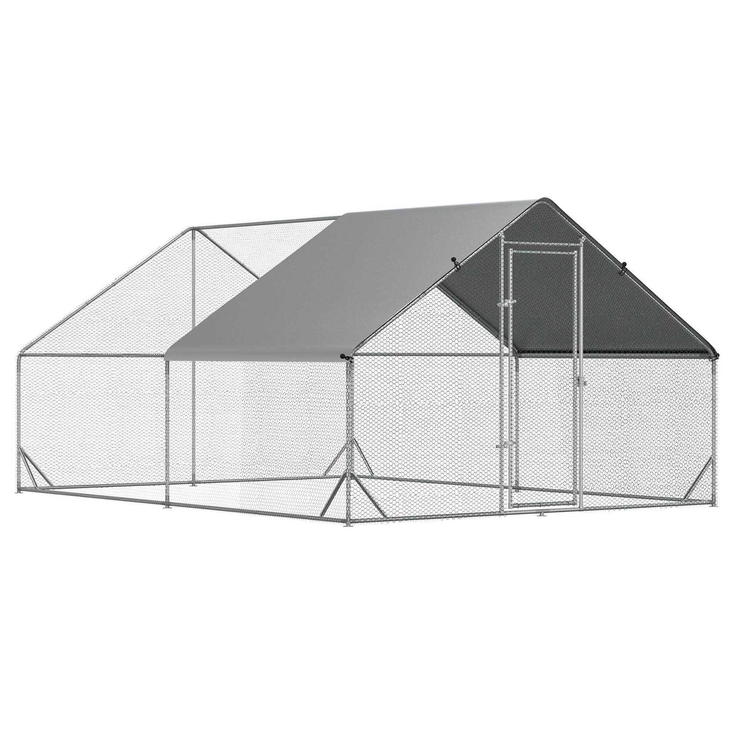 Alternative view of PawHut Large Metal Chicken Coop, Walk-in Poultry Cage Hen Playpen House with Cover and Lockable Door for Outdoor