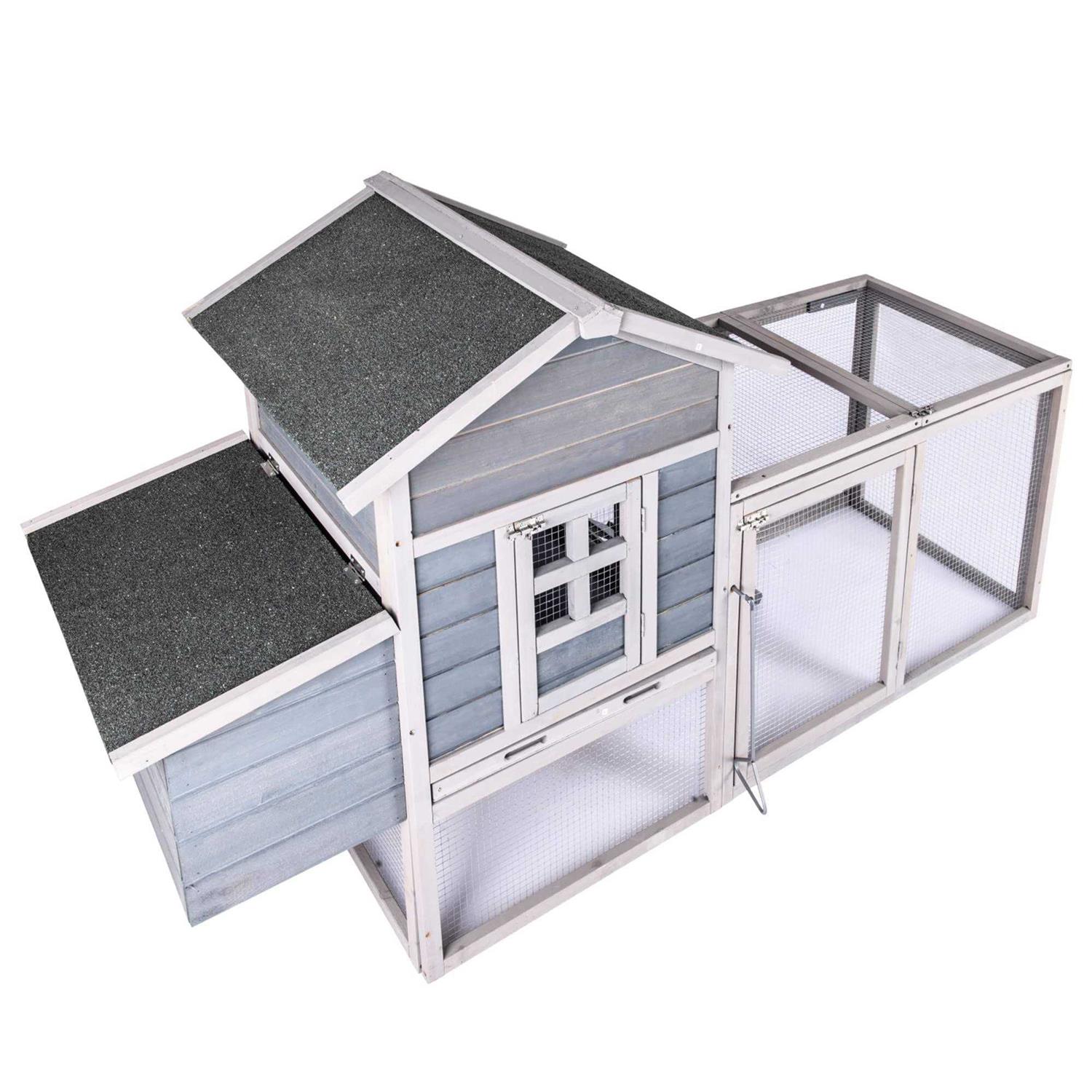 Alternative view of Ecolinear Chicken Coop for 2-4 Chickens House 80 Outoor Wooden Run Cage with Ramps