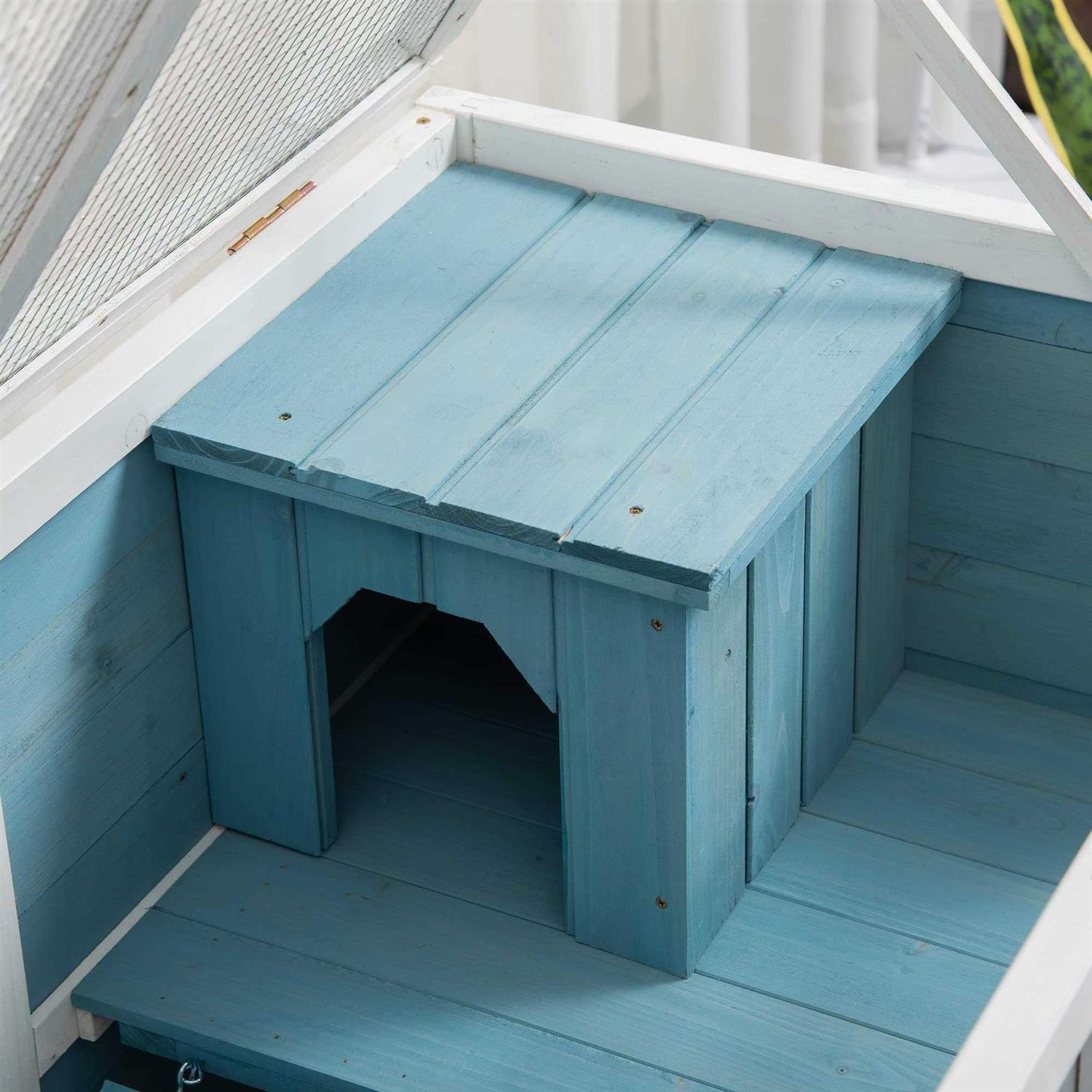 Alternative view of PawHut 2-Story Wooden Rabbit Hutch