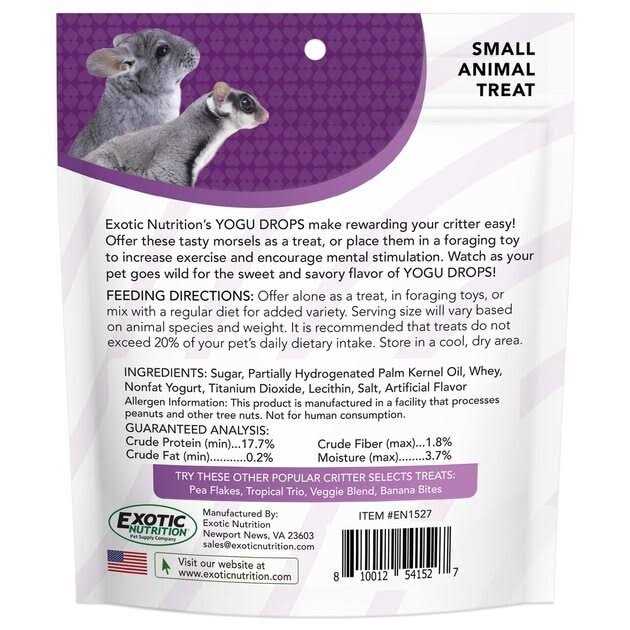 Alternative view of Exotic Nutrition Critter Selects Yogurt Drops Small Pet Treat