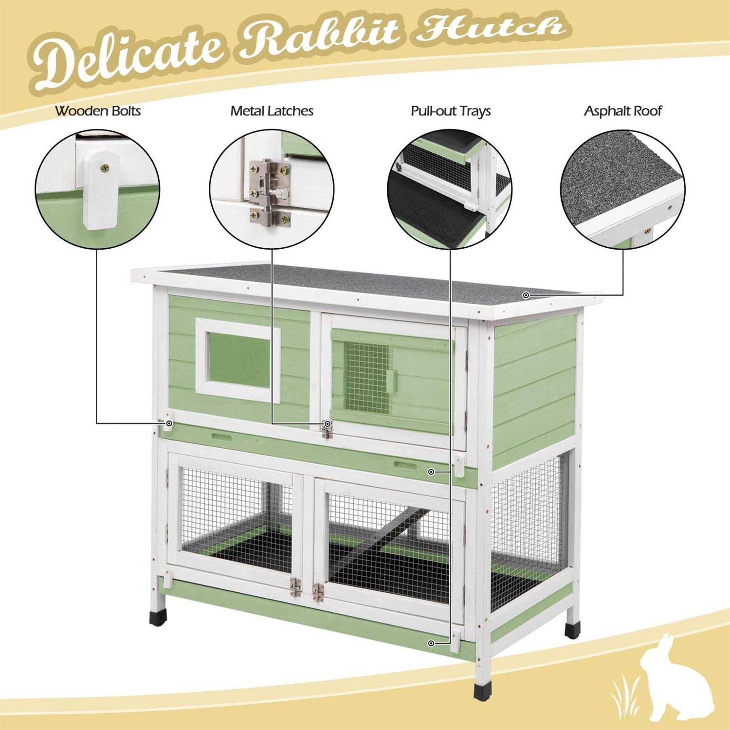 Alternative view of PetsCosset Rabbit Hutch Rabbit Cages Indoor Rabbit Hutch Outdoor Bunny Cage Rabbit Cage On Wheels Two Story Weatherproof Guinea Pig Cage for Small