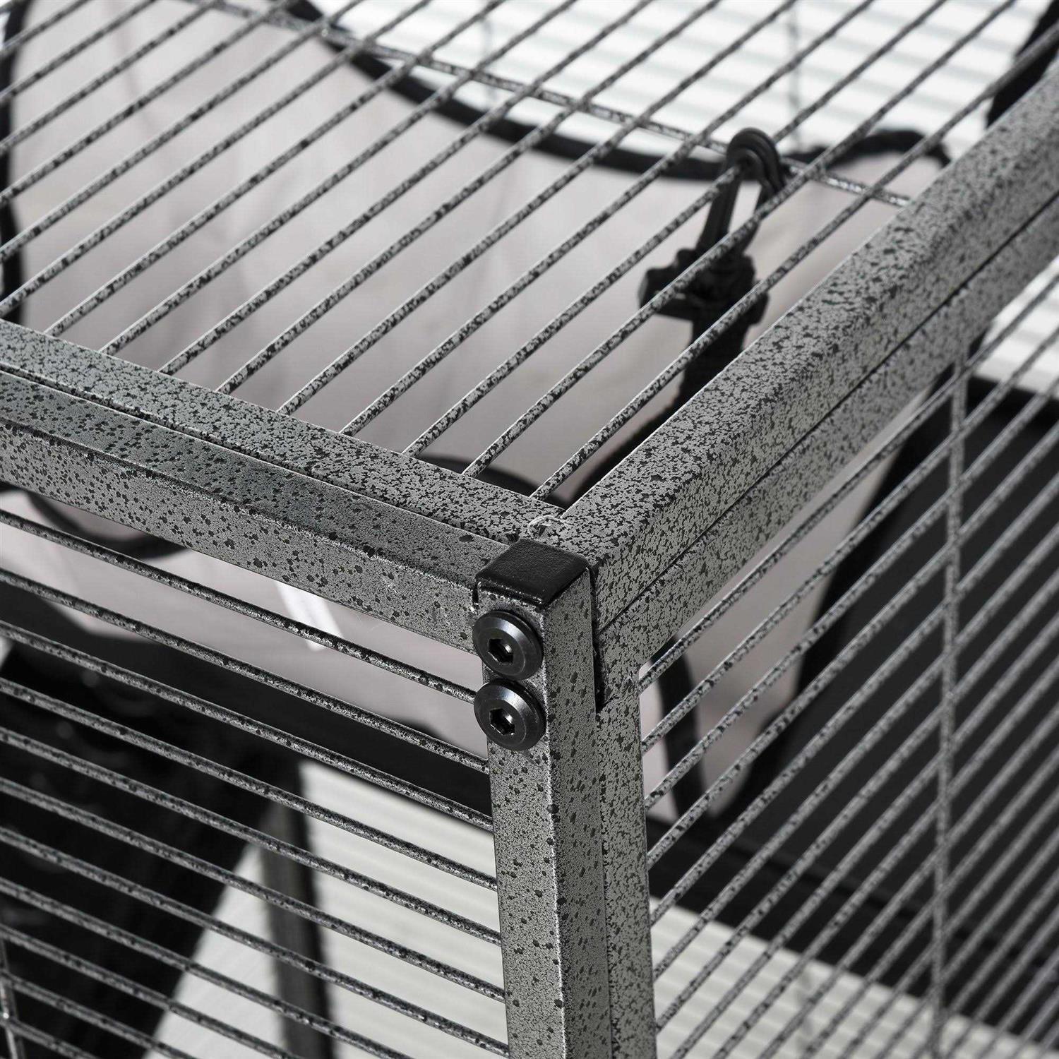 Alternative view of PawHut Rolling Small Animal Cage Pet for Rabbits, Chinchillas, Ferret with Wheels, Hammock, 4 Platforms and Removable Tray