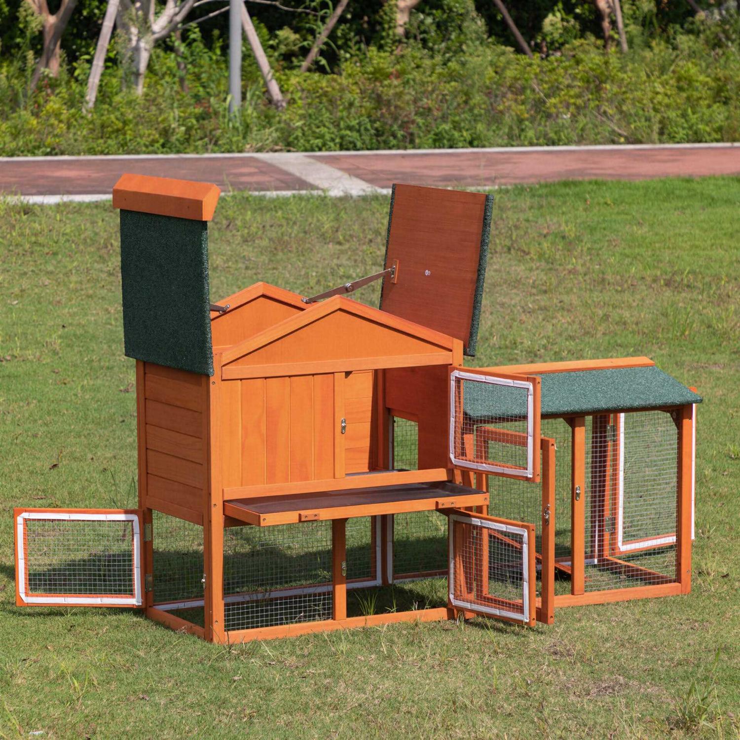 Alternative view of Coziwow by Jaxpety 2-Tier Outdoor Wooden Rabbit Hutch with Ramp
