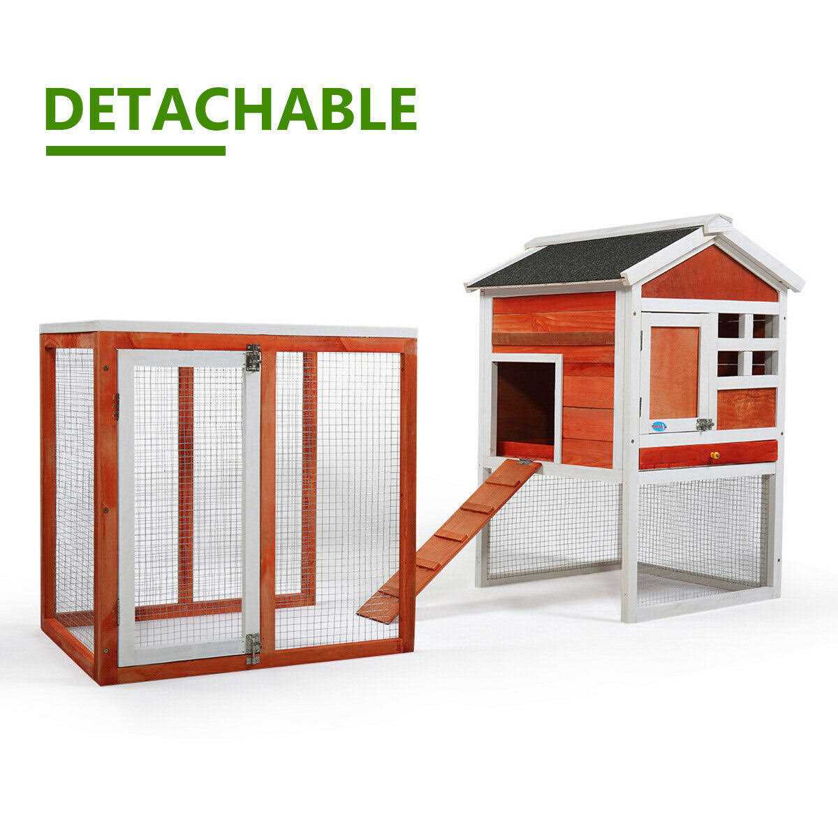 Alternative view of Coziwow 2-Story Wooden Rabbit Hutch
