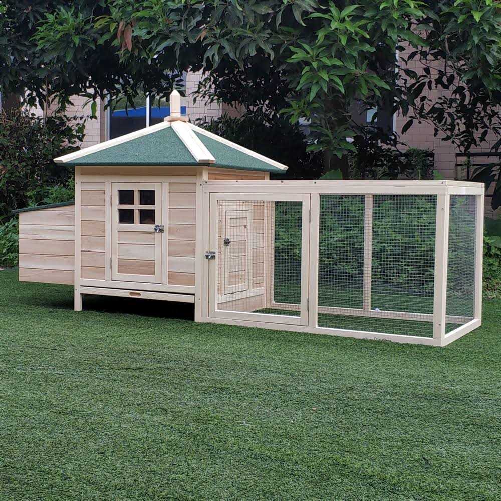 Alternative view of PawHut 77 Wooden Chicken Coop with Nesting Box Cute Outdoor Hen House with Removable Tray