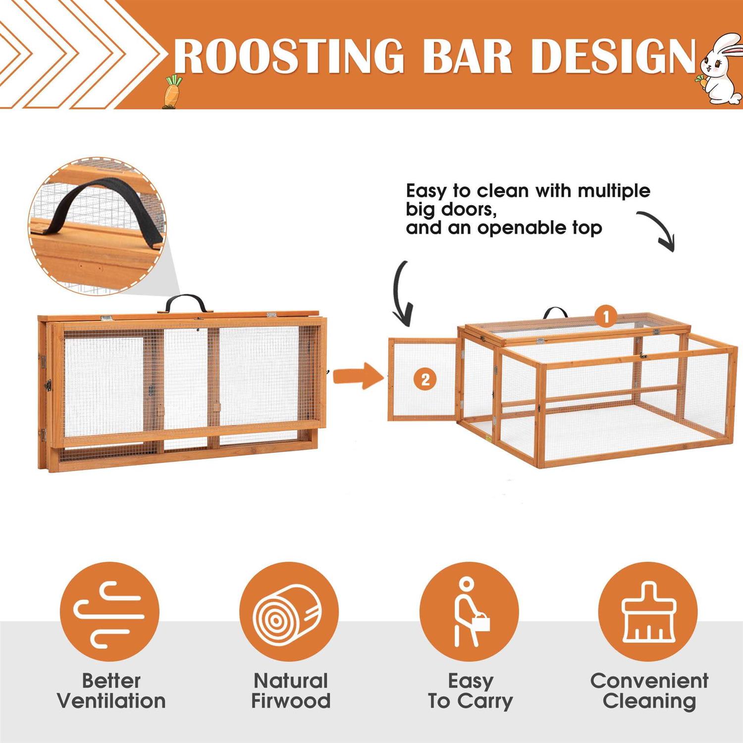 Alternative view of Coziwow Chicken Coop & Roosting Bar Small Pet Hutch