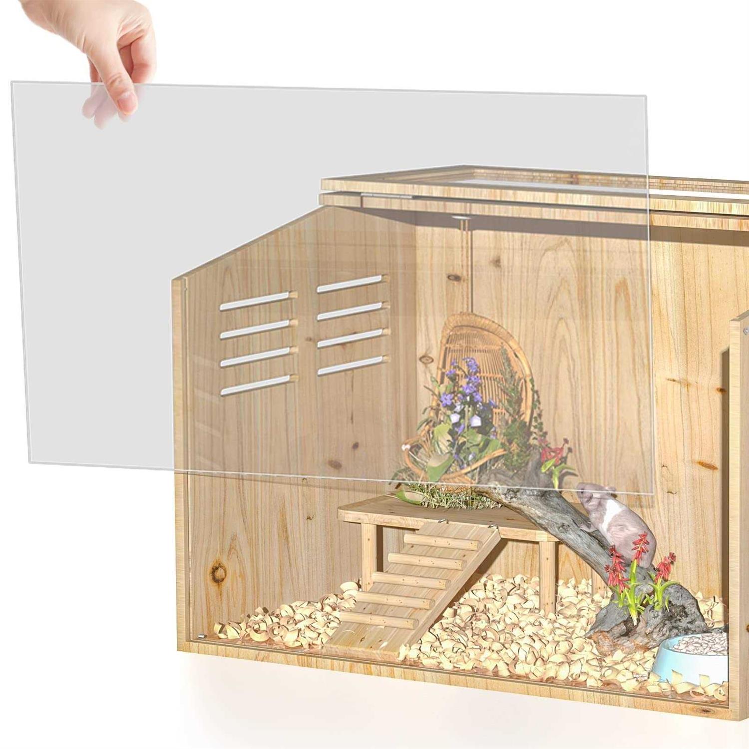 Alternative view of Large Hamster Cage Small Animal Cage for Hamster's House Natural Wood Making Syrian Dwarf Hamsters Degus Mice or Other Similar-Sized Pets