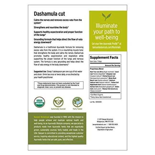 Alternative view of Banyan Botanicals Dashamula Whole Certified Organic, 1/2 Pound A Traditional Ayurvedic Formula for pacifying vata and Supporting Proper Function