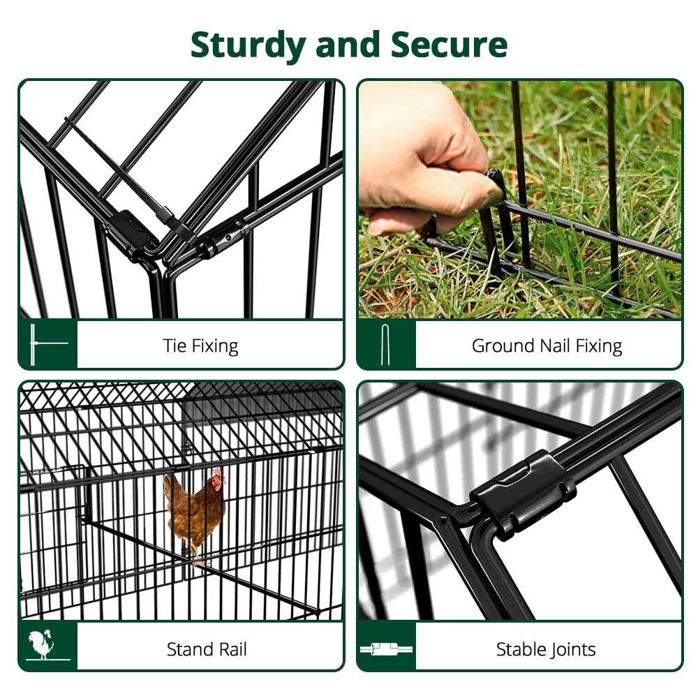 Alternative view of PawGiant Chicken Coop 86×40 Chicken Run Pen for Yard with Cover Outdoor Metal Portable Chicken Tractor Cage Enclosure Crate Outside for Small