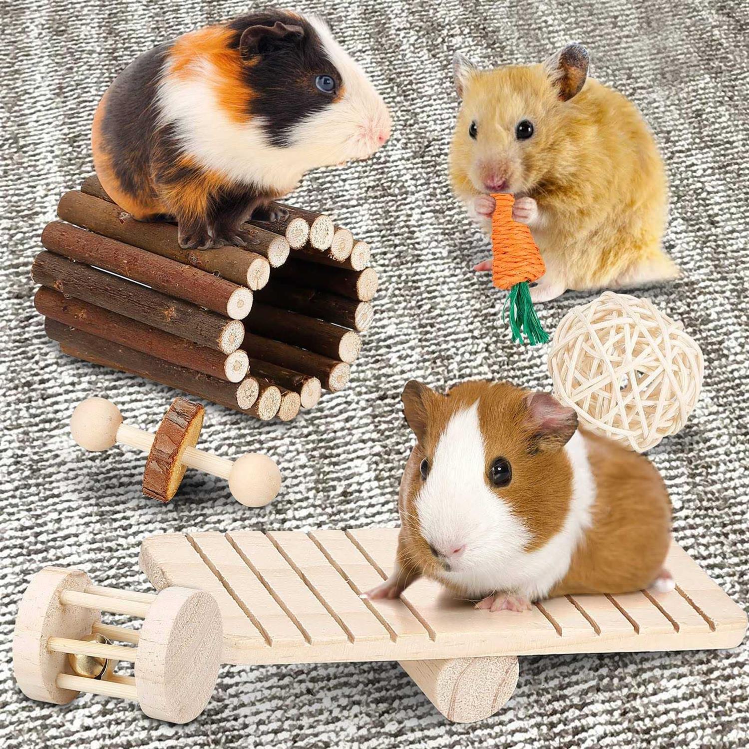 Alternative view of BBjinronjy Hamster Chew Toys Set Small Animal Molar Toys Teeth Care Wooden Accessories for Guinea Pigs,Chinchillas,Gerbils,Mice,Rats,Mouse Rodents Toy Swing
